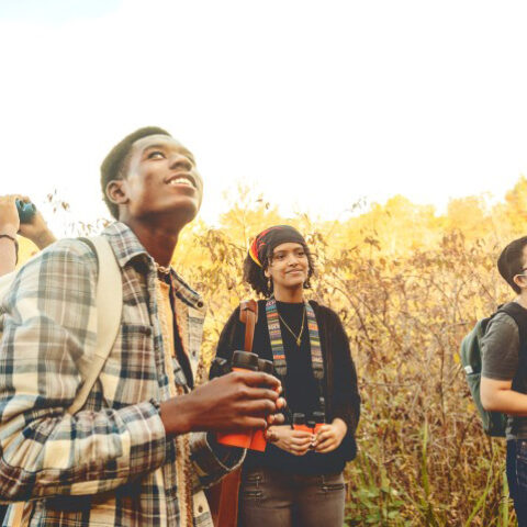 Students birdwatching